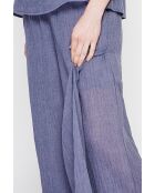 Stéphanie blaue Jeanshose aus Leinen mit hoher Taille