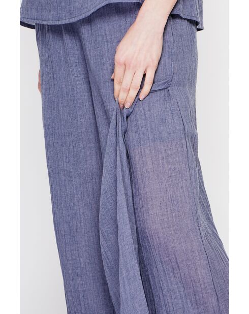 Stéphanie blaue Jeanshose aus Leinen mit hoher Taille