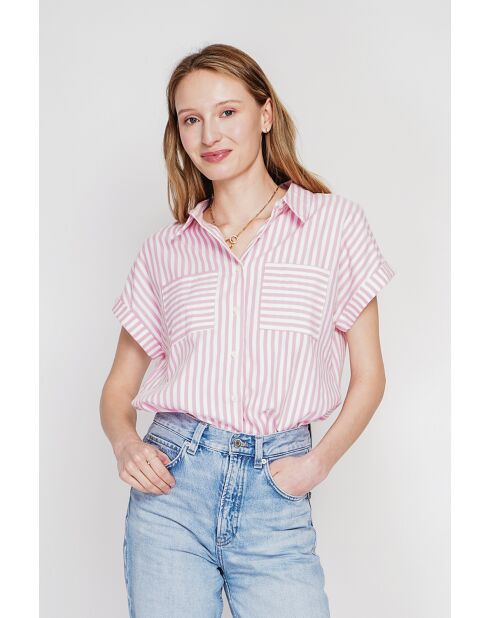 Claire pinke Bluse aus Leinenmischung