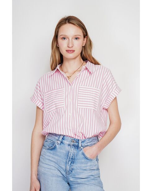 Claire pinke Bluse aus Leinenmischung