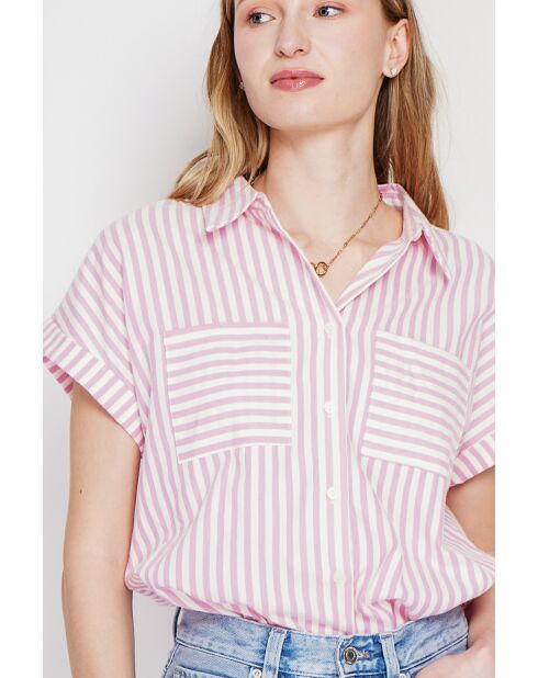 Claire pinke Bluse aus Leinenmischung