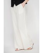 Pantalon large taille haute en lin mélangé blanc Raymonde cassé