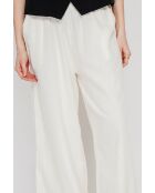 Pantalon large taille haute en lin mélangé blanc Raymonde cassé