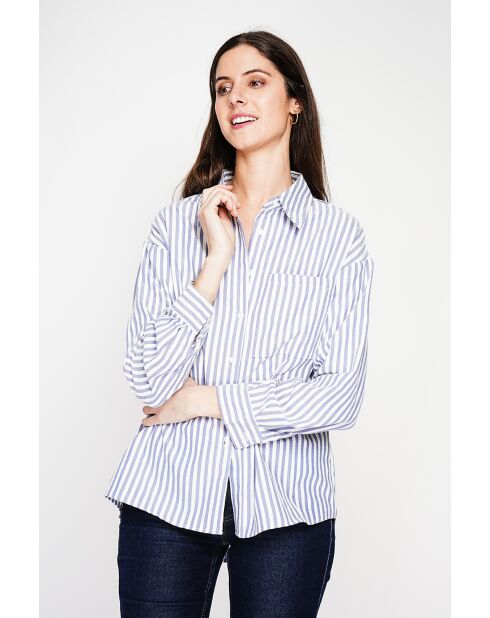 Jeannine Jeans Langes Oversize-Hemd aus blauem Leinengemisch