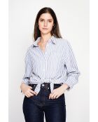 Jeannine Jeans Langes Oversize-Hemd aus blauem Leinengemisch