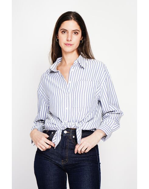 Jeannine Jeans Langes Oversize-Hemd aus blauem Leinengemisch