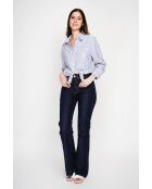 Jeannine Jeans Langes Oversize-Hemd aus blauem Leinengemisch