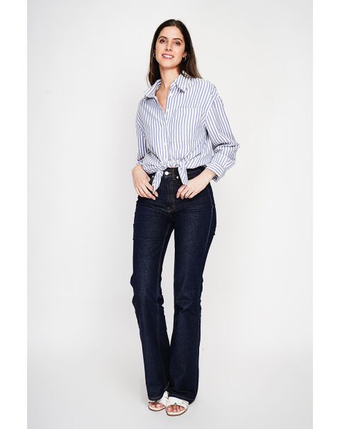 Jeannine Jeans Langes Oversize-Hemd aus blauem Leinengemisch