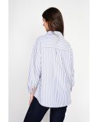 Jeannine Jeans Langes Oversize-Hemd aus blauem Leinengemisch