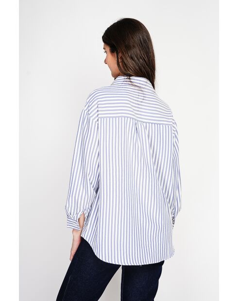 Jeannine Jeans Langes Oversize-Hemd aus blauem Leinengemisch