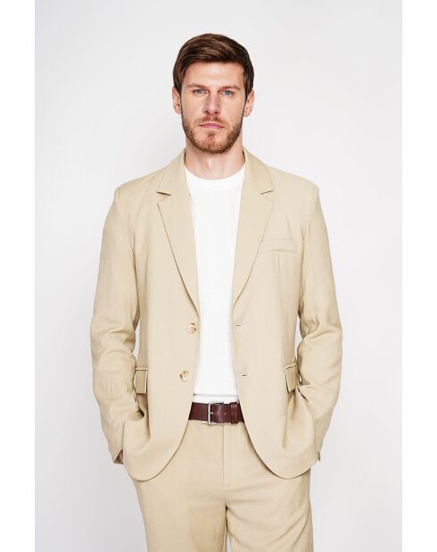 Giacca Godefroi in misto lino cammello