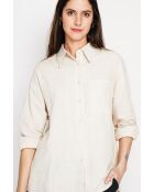 Christiane beigefarbenes Oversize-Langhemd aus Leinen