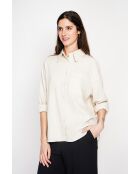 Christiane beigefarbenes Oversize-Langhemd aus Leinen