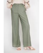 Michèle hellkhakifarbene, lockere Leinenhose mit elastischem Bund