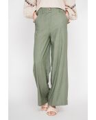 Michèle hellkhakifarbene, lockere Leinenhose mit elastischem Bund