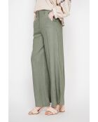 Michèle hellkhakifarbene, lockere Leinenhose mit elastischem Bund