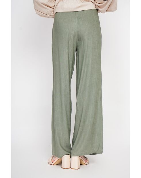 Michèle hellkhakifarbene, lockere Leinenhose mit elastischem Bund