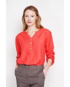 Paulette rote Tunika aus Leinenmischung mit tunesischem Kragen