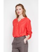 Paulette rote Tunika aus Leinenmischung mit tunesischem Kragen