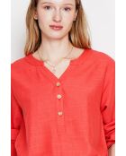 Paulette rote Tunika aus Leinenmischung mit tunesischem Kragen
