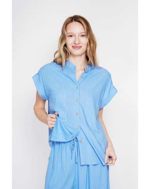 Tunique en lin mélangé Christiane azur