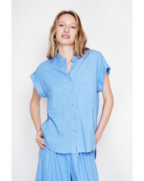Tunique en lin mélangé Christiane azur
