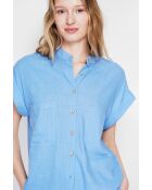 Tunique en lin mélangé Christiane azur