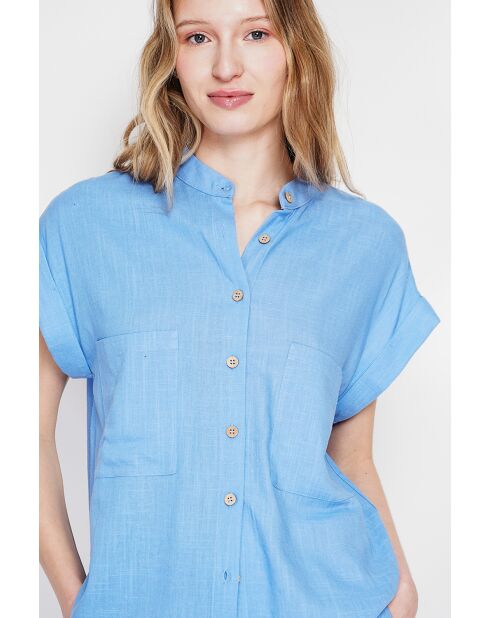 Tunique en lin mélangé Christiane azur