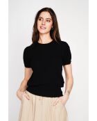 Valérie schwarzer Rundhalspullover aus Leinenmischung