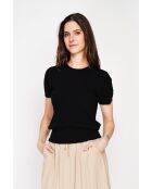 Valérie schwarzer Rundhalspullover aus Leinenmischung