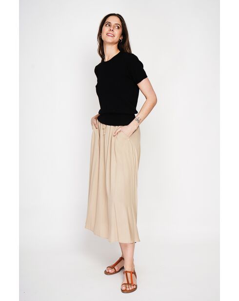 Valérie schwarzer Rundhalspullover aus Leinenmischung