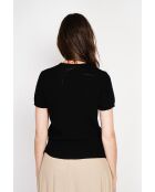 Valérie schwarzer Rundhalspullover aus Leinenmischung