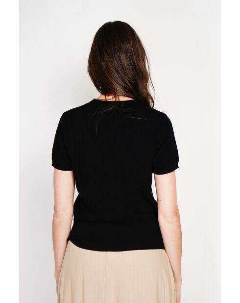 Valérie schwarzer Rundhalspullover aus Leinenmischung