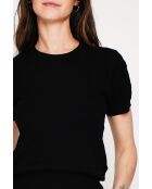 Valérie schwarzer Rundhalspullover aus Leinenmischung