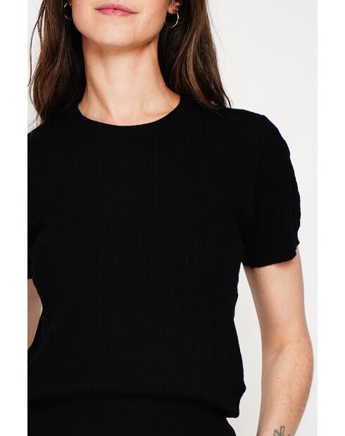 Valérie schwarzer Rundhalspullover aus Leinenmischung