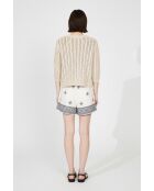 Beigefarbene, durchbrochene Weste mit Rundhalsausschnitt und Lochmuster