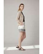 Beigefarbene, durchbrochene Weste mit Rundhalsausschnitt und Lochmuster