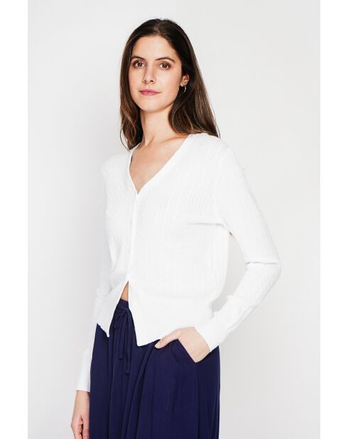 Wit vest met v-hals Nathalie