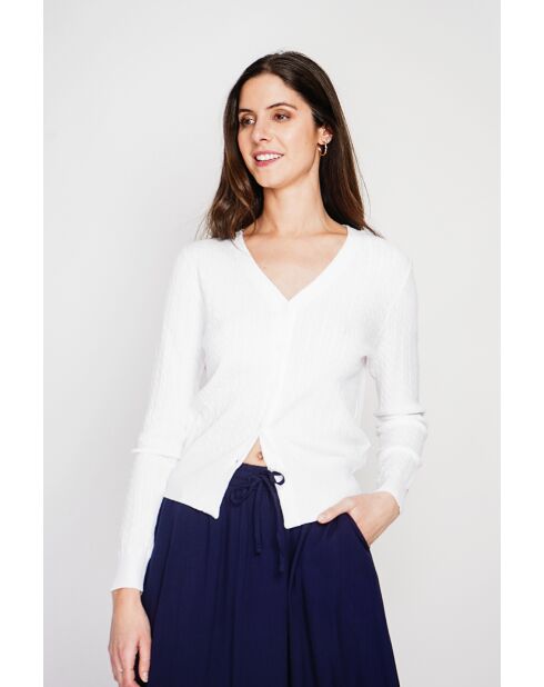 Wit vest met v-hals Nathalie