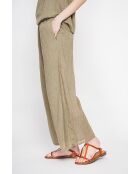 Stéphanie khakifarbene Leinenhose mit hoher Taille