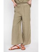 Stéphanie khakifarbene Leinenhose mit hoher Taille