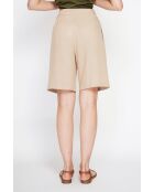 Pantaloncini Rosette camel a vita alta in misto lino