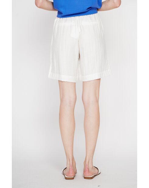 Bermuda taille haute en lin mélangé Jacqueline blanc
