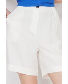 Bermuda taille haute en lin mélangé Jacqueline blanc