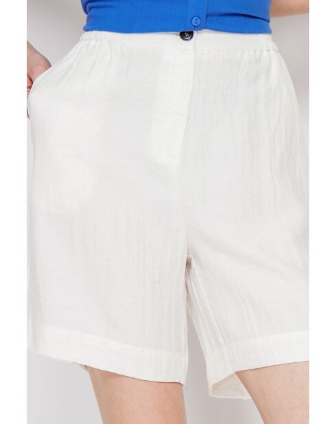Bermuda taille haute en lin mélangé Jacqueline blanc