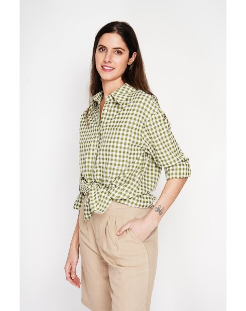 Hélène Claire Hélène Claire Langes Oversize-Hemd aus khakifarbener Leinenmischung