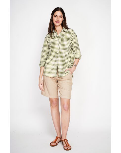 Hélène Claire Hélène Claire Langes Oversize-Hemd aus khakifarbener Leinenmischung