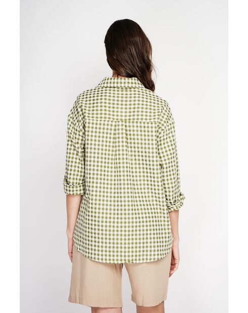Hélène Claire Hélène Claire Langes Oversize-Hemd aus khakifarbener Leinenmischung