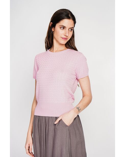 Maglione girocollo in misto lino Valérie rose