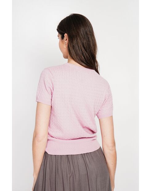 Maglione girocollo in misto lino Valérie rose